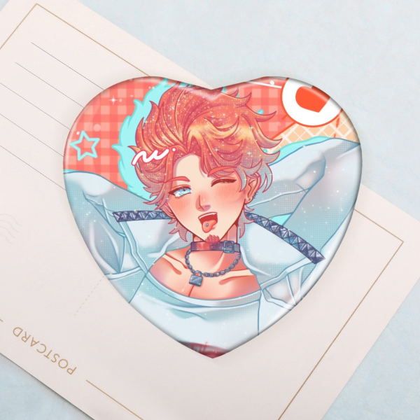 Leon Kuwata Heart Shape Holographic Badge