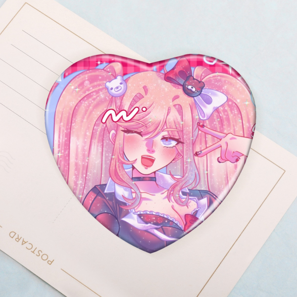 Junko Enoshima Heart Shape Holographic Badge