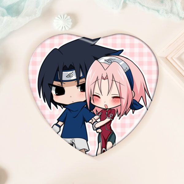 Chibi SasuSaku (Sakura short hair) Heart Badge