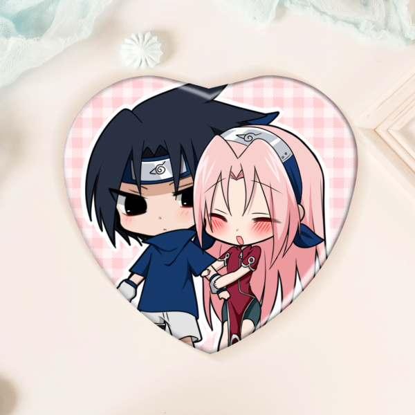 Chibi SasuSaku (Sakura long hair) Heart Badge