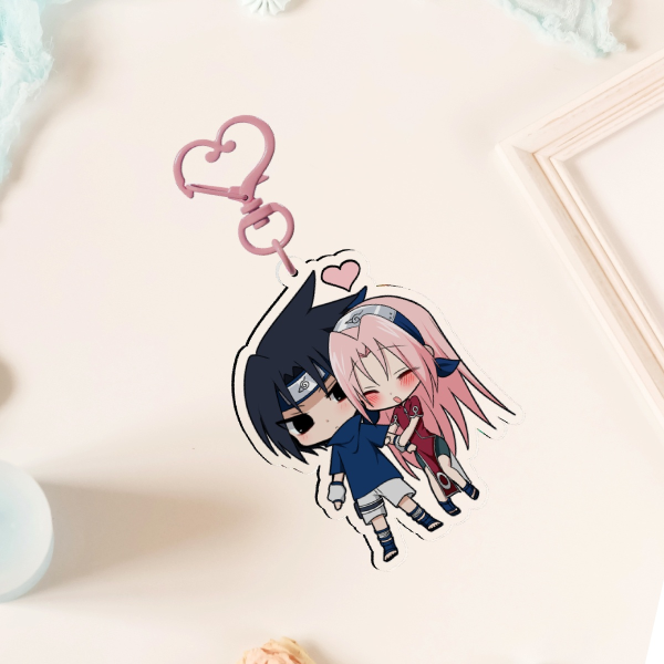 Chibi SasuSaku (Sakura long hair ver) Acrylic Keychain