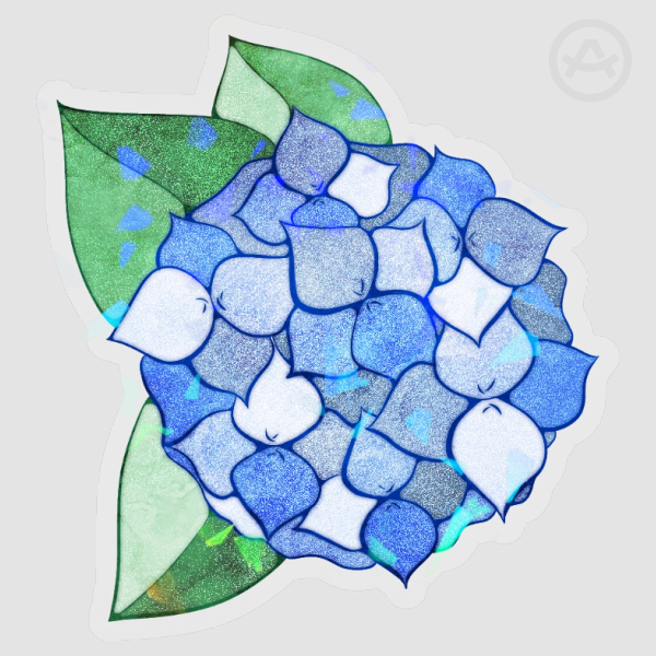 Blue Hydrangea Stained Glass Sticker