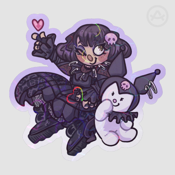 Beetlejuice - Lydia and Kuromi 3" Holo Sticker