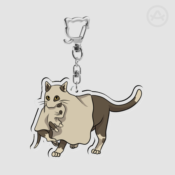 Mama Ghost Cat Keychain