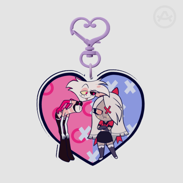 Angel x Vaggie (Hazbin Hotel) Heart shaped Keychain