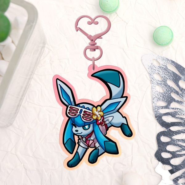 Glaceon (Beach Style) Acrylic Keychain