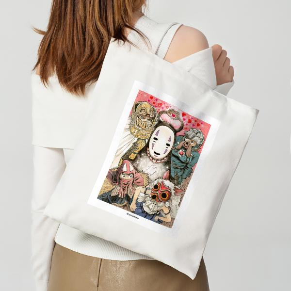 GHIBLI TOP ANGLE SERIES_MASKED_ Canvas Tote Bags - 13.7″x15.7″(35x40cm)