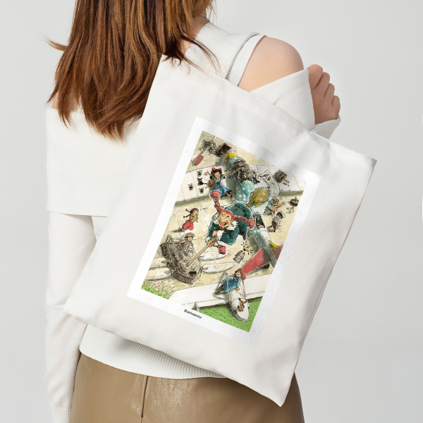 GHIBLI TOP ANGLE SERIES_VROOM BROOM_ Canvas Tote Bags - 13.7″x15.7″(35x40cm)