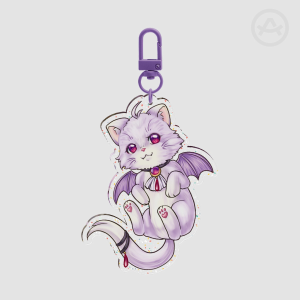 Cat Drystan Glitter Acrylic Keychains
