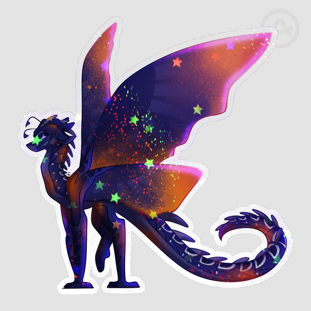 Swordtail Holo Sand Star Die Cut Stickers