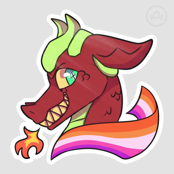 Lesbian Flag Dragon Sticker