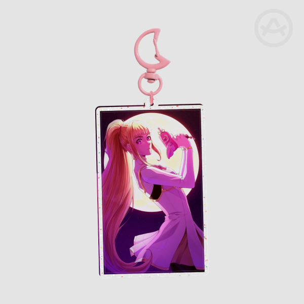 Moon Artwork Glitter Acrylic Keychain
