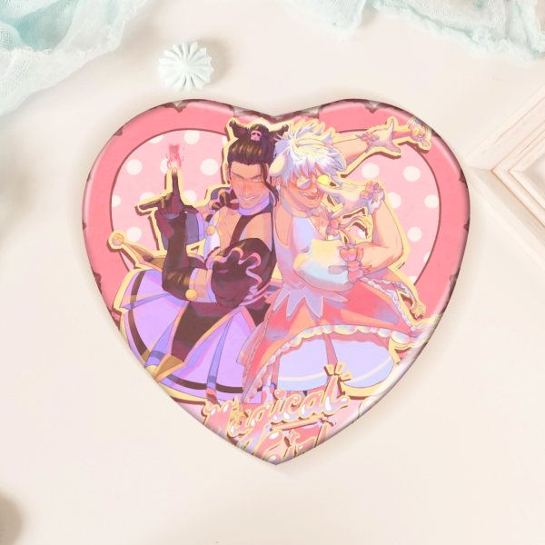 SatoSugu - Heart Shape Holographic Badges
