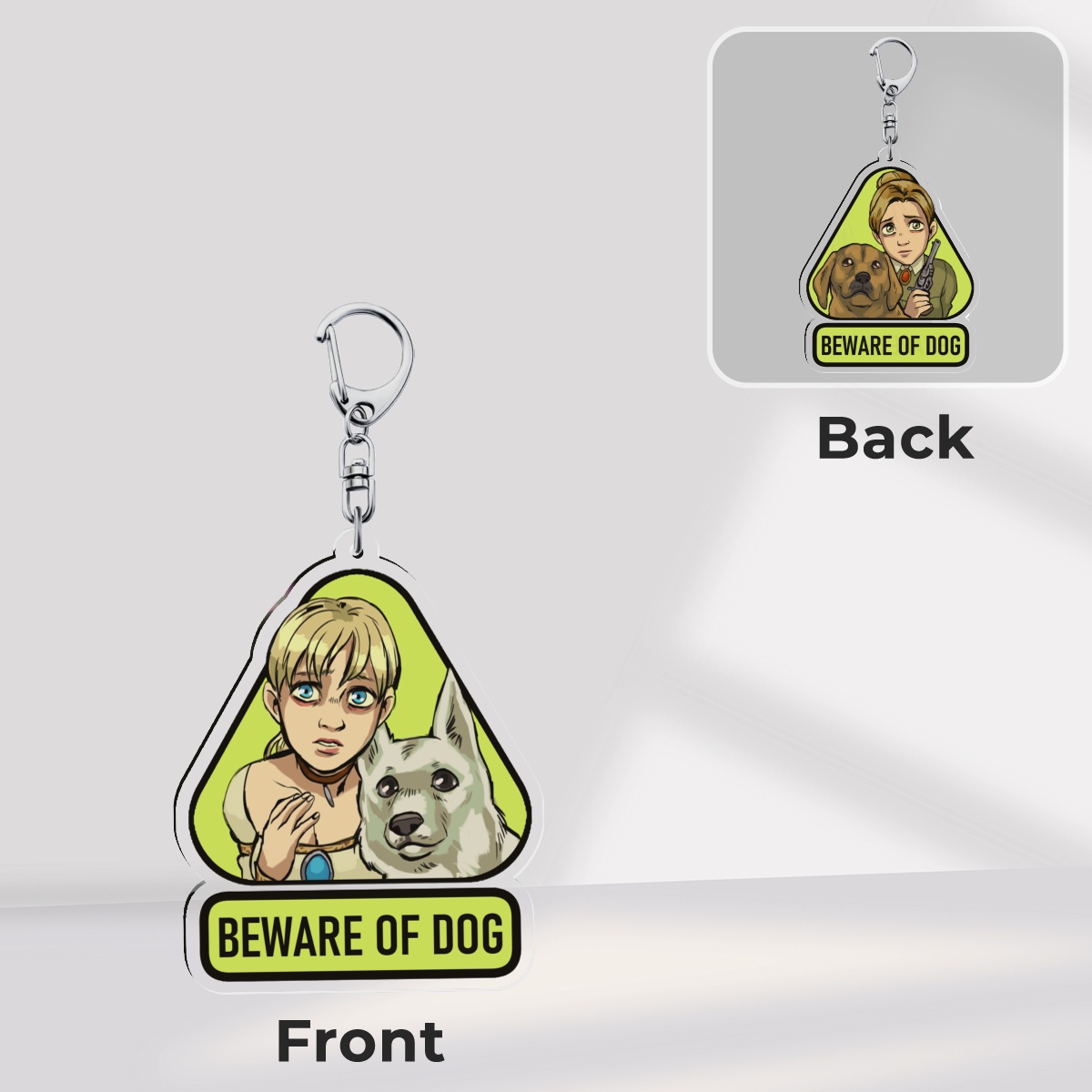 Doublesided Beware of Dog Charm