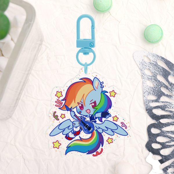 MLP Rainbow Dash Glitter Acrylic 5cm Keychains