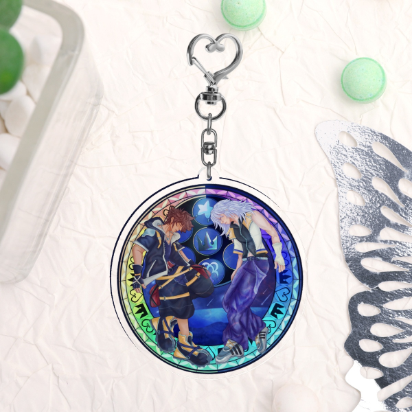 Sora and Riku Stained Glass Acrylic Keychain