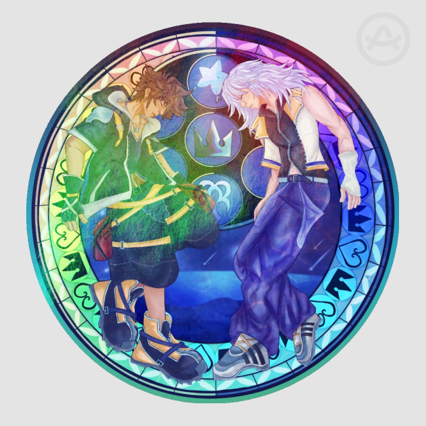 Sora and Riku Stained Glass Holographic Sticker