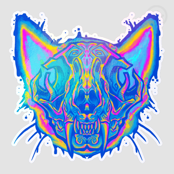 Diaphonized kitty skull [CYM colors]