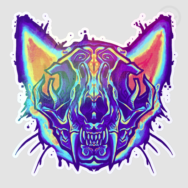 Diaphonized kitty skull [Rainbow Colors]