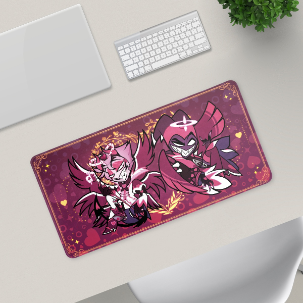 Hazbin Hotel Lucifer & Adam Heart Love Desk Pad