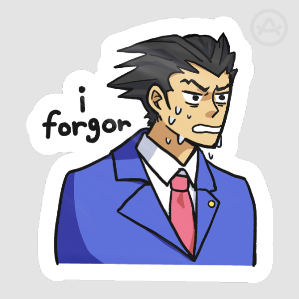 Phoenix Wright i forgor Die Cut Sticker