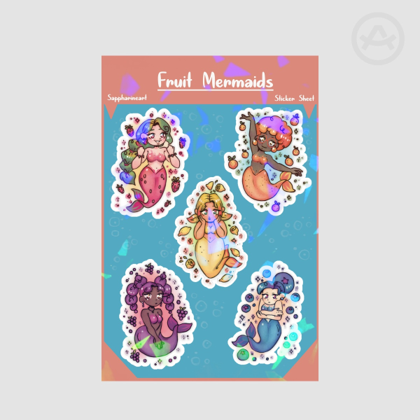 Fruit Mermaid Stickers Sheet