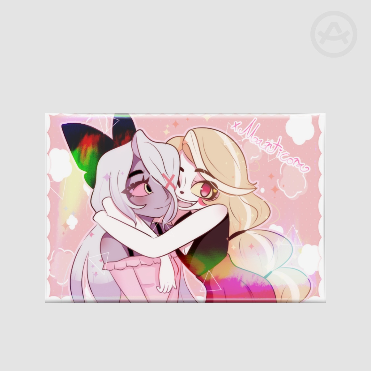 Chaggie - rectangular rainbow pin