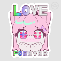 "LOVE FOREVER" hot foil stamped die-cut sticker