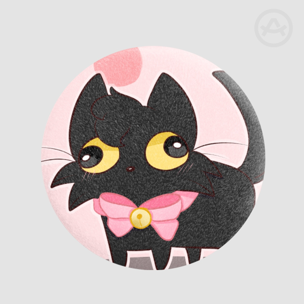 black cat plush badge