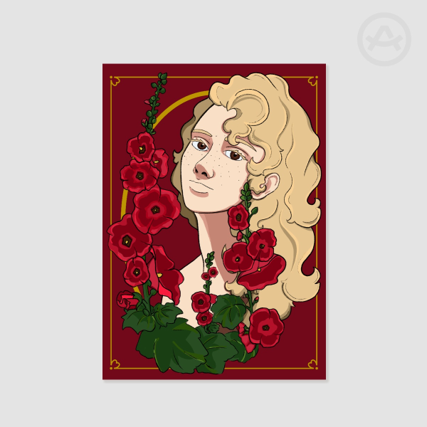 Floral Art Print (A5) || Hollyhocks || Viva