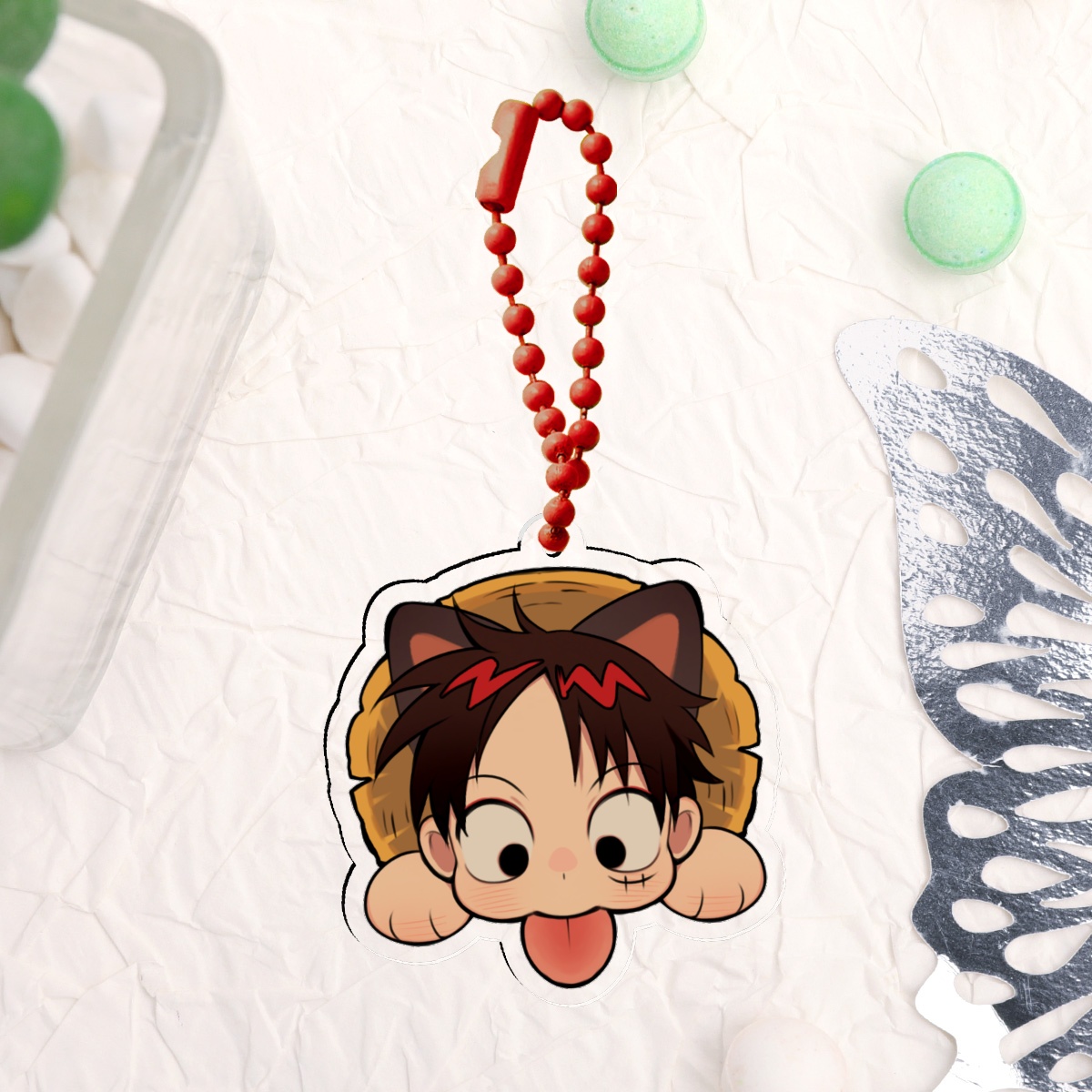 Cat Luffy 5cm double sided design Acrylic Keychain