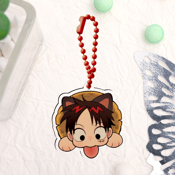 Cat Luffy 5cm double sided design Acrylic Keychain