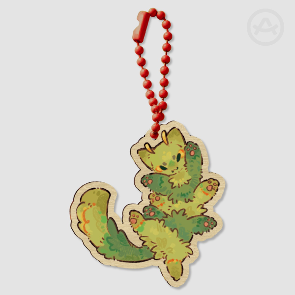 Caterpillar Wood Keychain