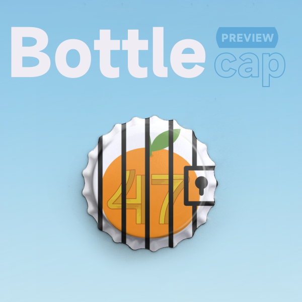 Orange Behind Bars Bottle Cap Badge