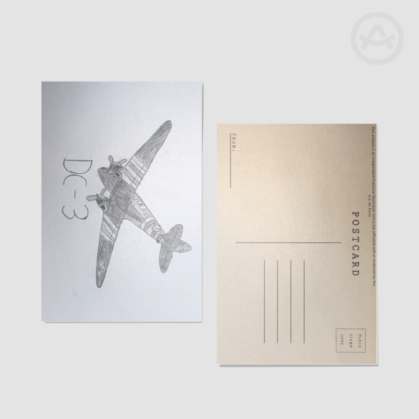 Hand Drawn DC-3 Postcard