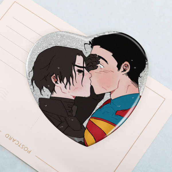 SuperBat Heart Shape Holographic Badges