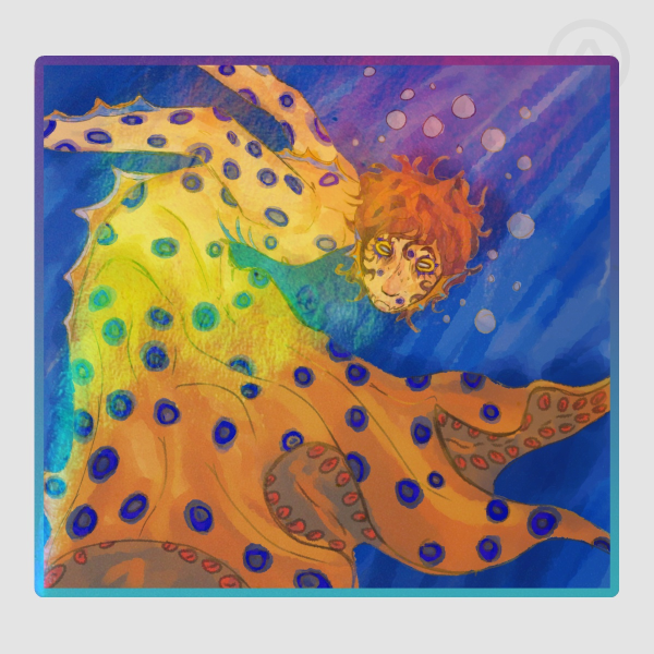 blue ring octopus waterboy sticker