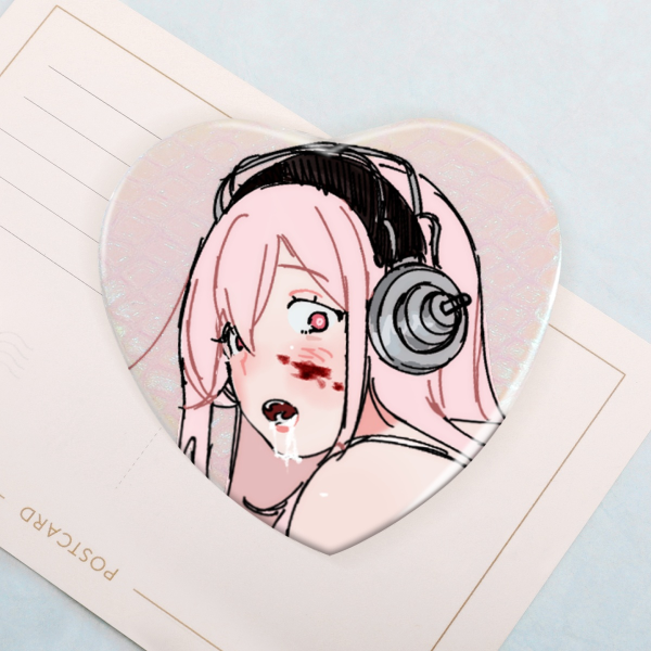 Super Sonico Heart Shape Holographic Badge