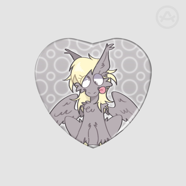 Derpy Heart Shape Holographic Badges