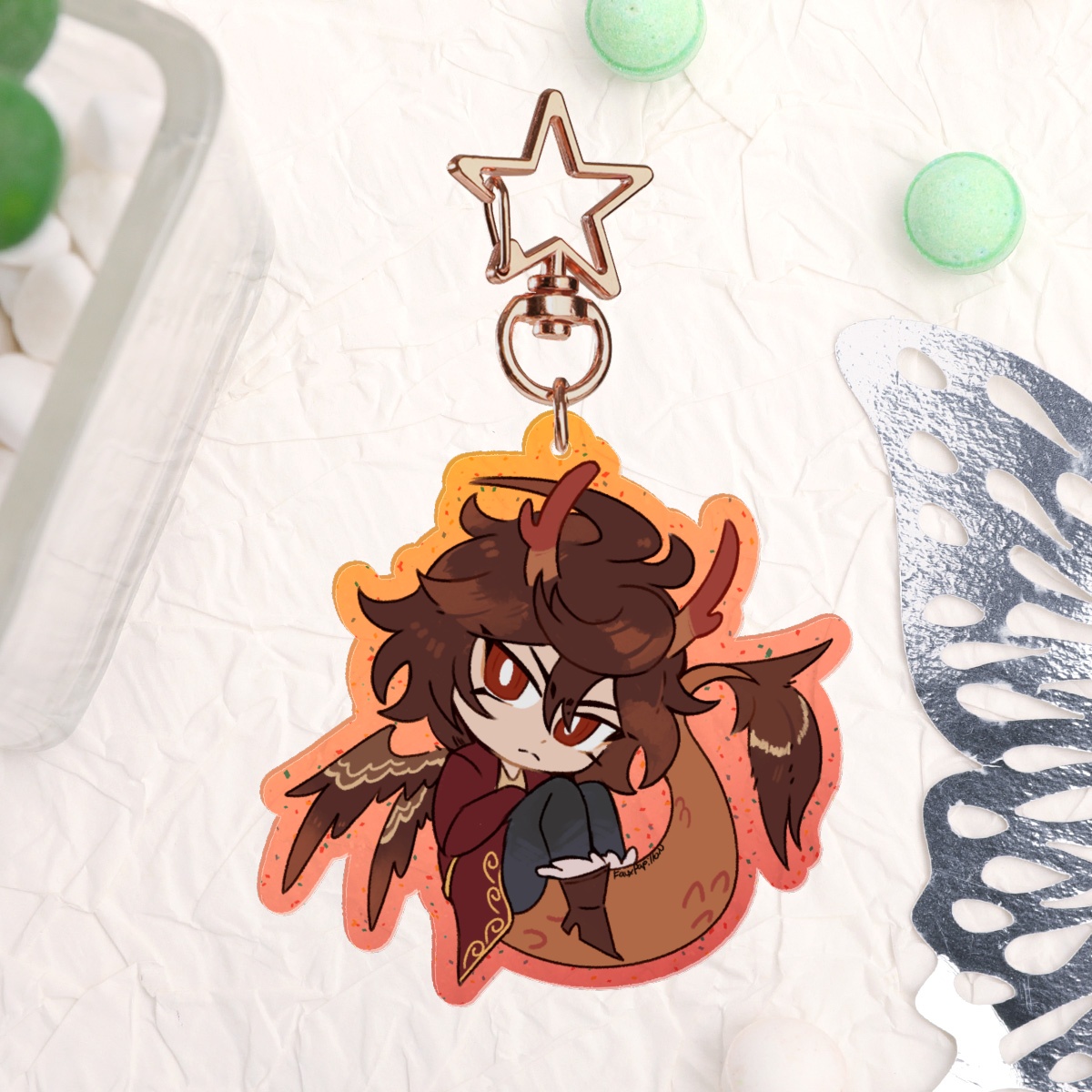 Dragon Sandalphon Glitter Acrylic Keychains