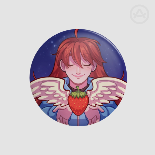Celeste Winged Strawberry Button Pin