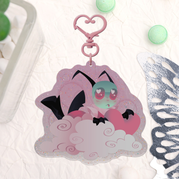Valentines Zim Epoxy Glitter Acrylic Keychain