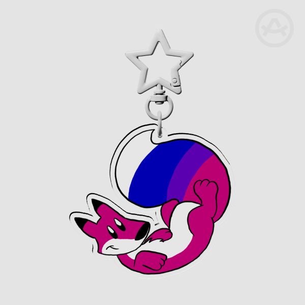 Bi Pride Fox Keychain
