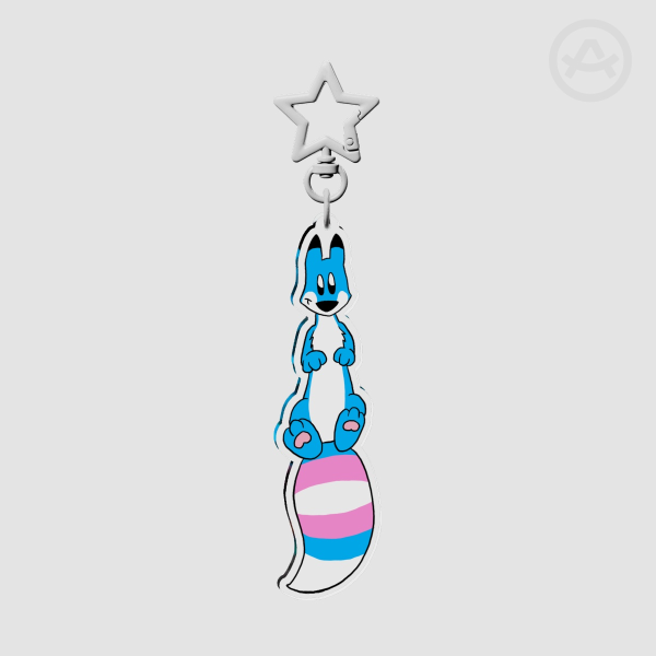 Trans Pride Fox Keychain