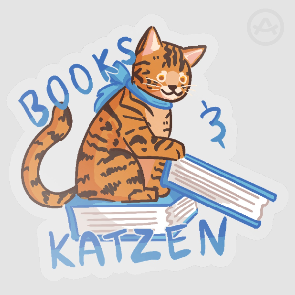 "Books & Katzen" Clear Sticker