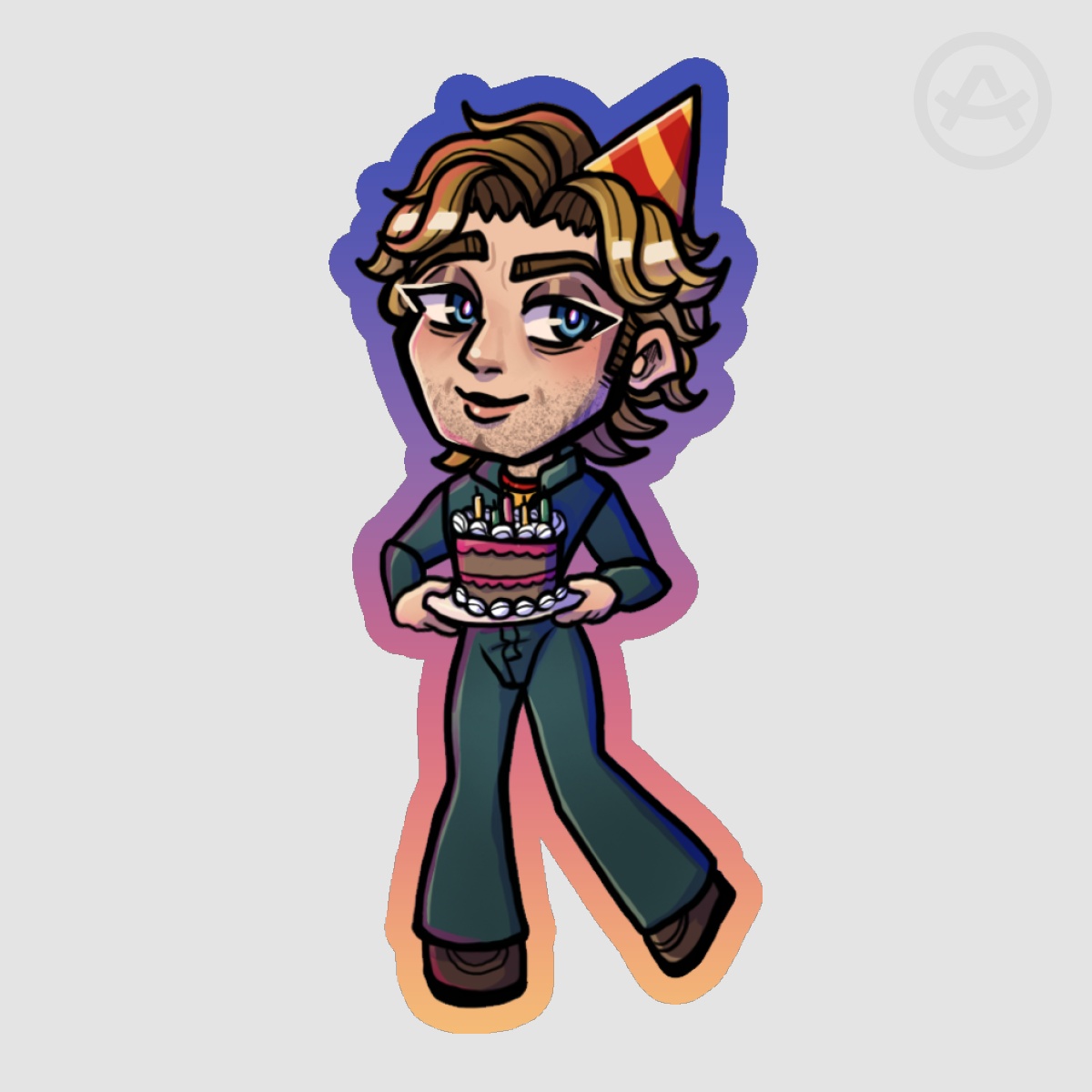 Captain Curly Sticker