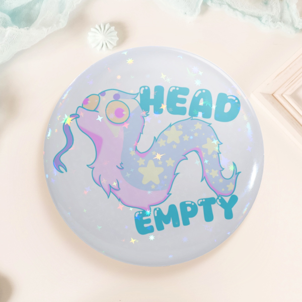 Head Empty Dream Worm Holo Round Badges (Button Pins)