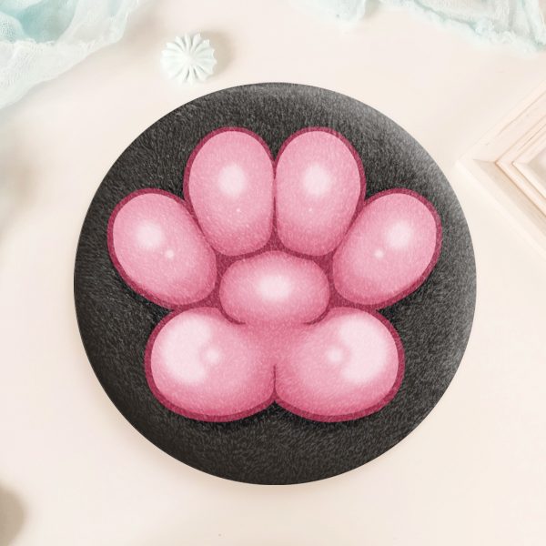 Pink and Black Paw Plush Badges