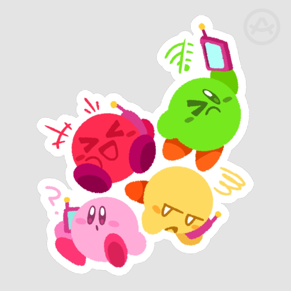 Kirbies on the Phone Sticker