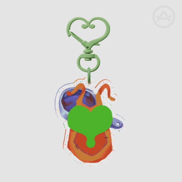 Undertale Green Soul Glitter Keychain